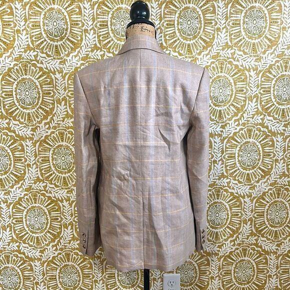 NWT A.L.C Donovan Plaid Linen Blend Single-Breasted Jacket in Tawny Plaid size 6 - Picture 14 of 16